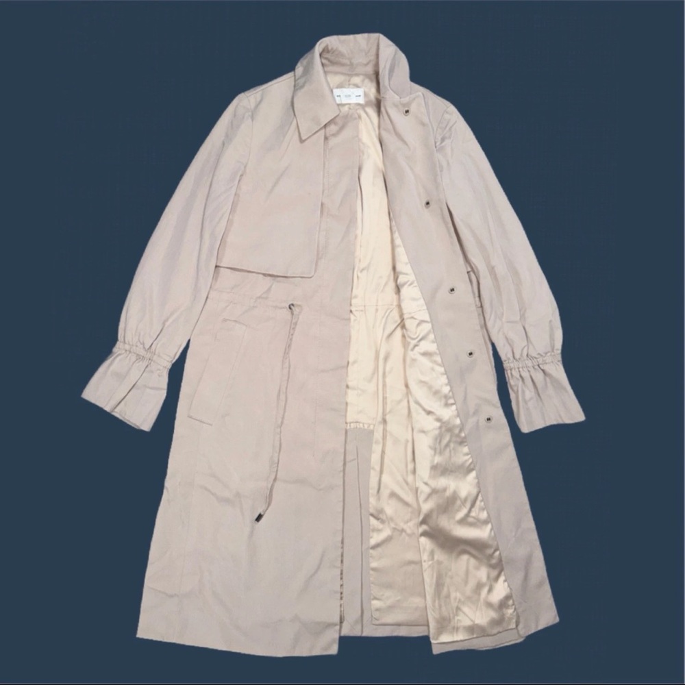 Club Monaco Womens Pale Pink Beige Long Sleeve Trench Coat XS - Picture 3 of 16